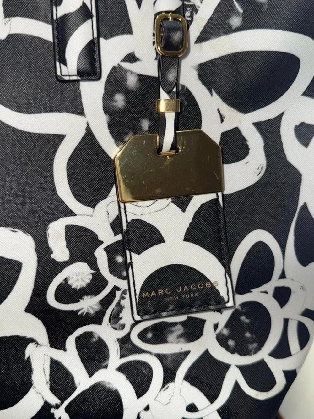 Marc Jacobs Black and White Floral Saffiano Tote